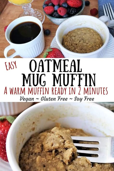 Instant Oatmeal Mug Muffin, Banana Oat Mug Cake Microwave, Instant Oatmeal Mug Cake, Breakfast Mug Muffins, Mug Muffins Microwave, Healthy Mug Muffin Breakfast, Microwave Oatmeal Cookie Mug, Baked Oatmeal Mug, Oatmeal In A Mug Microwave