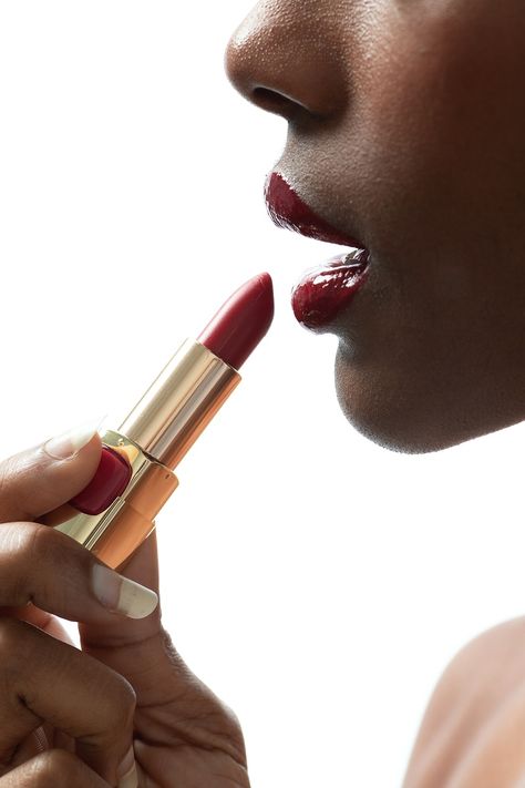 Black woman applying red lipstick on her lips | premium image by rawpixel.com / Jira Applying Red Lipstick, Glossy Red Lipstick, Woman Lipstick, Glossier Background, Lipstick Ad, Lipstick Photos, Lipstick For Fair Skin, Women Lipstick, Photoshoot Makeup