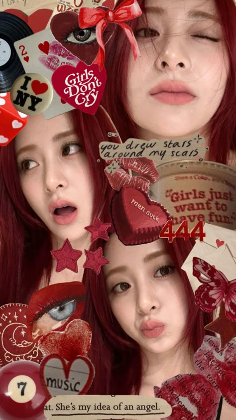 yunjin le sserafim #kpop #yunjin #lesserafim #lsfm #huhyunjin #huh #girlgroup #redaesthetic #red #wallpaper #cute #devoured #vintage Kpop Yunjin, Pop P, Wallpaper Cute, Editing Inspiration, Kpop Posters, Red Wallpaper, Red Aesthetic, Phone Themes, Kpop Aesthetic