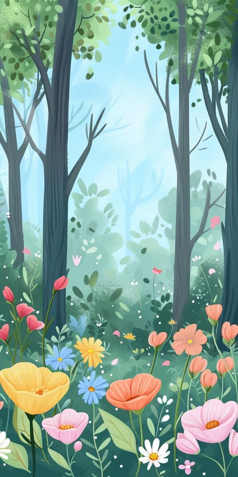 Past Illustration, Spring Iphone Wallpaper Aesthetic, Spring Phone Wallpapers, Spring Phone Wallpaper, May Wallpaper, Spring Iphone Wallpaper, Witch Spring, Wallpaper Edgy, Flower Background Design