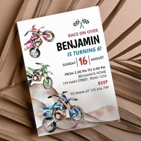 Dirt Bike Birthday Party Invitations, Dirt Bike Birthday Invitations, Birthday Motorcycle, Dirt Bike Birthday Party, Motorcycle Birthday Parties, Bike Birthday Parties, Dirt Bike Party, Motorcycle Birthday, Dirt Bike Birthday