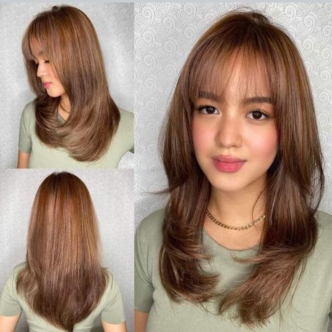 44 Trendy & Easy Long Layered Hair with Bangs for 2023 Layer Hair With Bangs, Medium Hair Cuts With Bangs And Layers, Medium Layered With Bangs, Layer Cut With Bangs, Layer Haircut With Bangs, Layer With Bangs, Korean Haircut With Bangs, Korean Layered Hair, Layered Hair Medium Straight