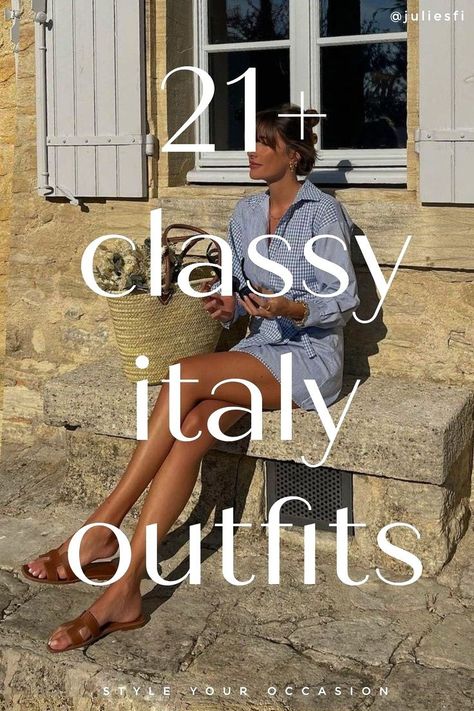 Planning Italian summer outfits for your upcoming vacation? We’re sharing 21+ chic Italy outfits for summer and spring and Europe summer outfit ideas- the perfect Europe travel wardrobe. Whether you’re looking for outfits for South of France, Amalfi coast, Milan, Rome, or Positano, we have the perfect Italy outfits and spring summer fashion for your Europe travel wardrobe. Spring travel outfits Summer In Italy Outfits 2023, Italian Chic Fashion, Italy Women Fashion, European Summer Outfits Curvy, Italy Outfits Summer 2024, What To Wear In Italy In Summer, Italy Fall Fashion, Italian Style Fashion Women, Capri Italy Outfits