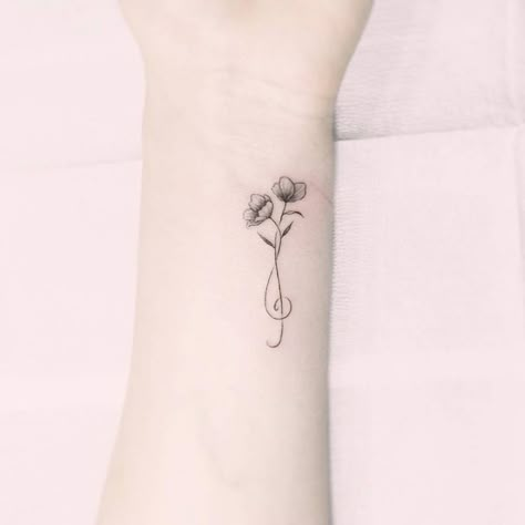 Treble Clef Flower, Small Music Tattoos, Treble Clef Tattoo, Tattoo Music, Music Flower, Music Tattoo Designs, Inspiration Tattoos, Initial Tattoo, Music Tattoo