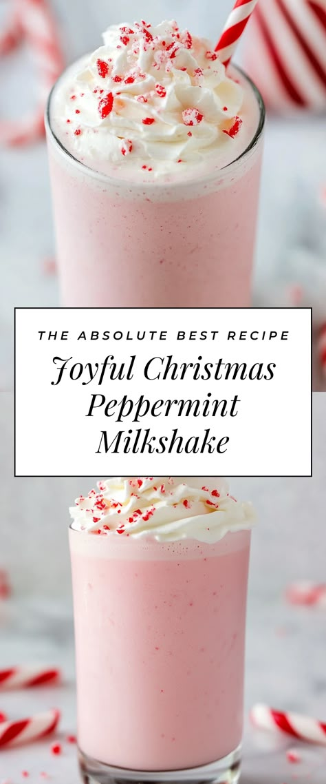 Image for Joyful Christmas Peppermint Milkshake Fun Christmas Drinks Nonalcoholic, Christmas Smoothie Recipes, Christmas Milkshakes, Peppermint Milkshake Recipe, Party Drinks Nonalcoholic, Christmas Hot Drinks, Festive Christmas Drinks, Milkshake Cocktails, Peppermint Desserts