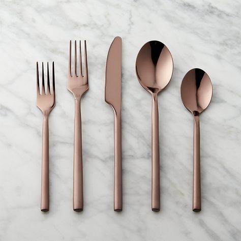 Best Rose Gold Flatware | POPSUGAR Home Rose Gold Silverware, Bronze Flatware, Rose Gold Flatware, Rose Gold Kitchen, Gold Silverware, Black Flatware, Modern Flatware, Gold Flatware, Food Storage Boxes