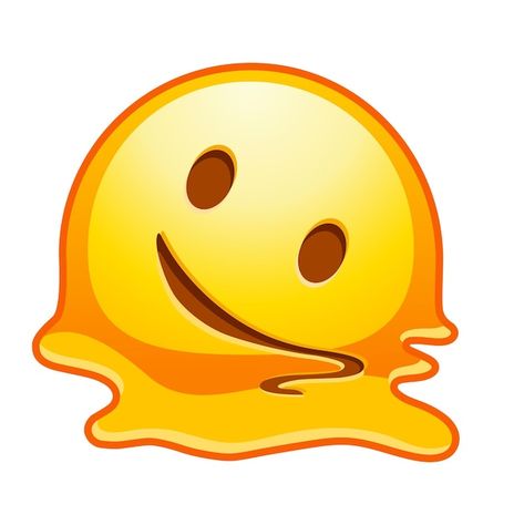 Melting Emoji Face, Yellow Face Emoji, Melting Emoji, Melting Face, Animated Emoticons, Face Emoji, Emoji Faces, Cute Doodles, Premium Vector