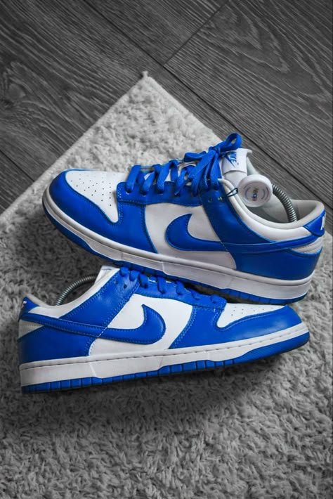 Royal Blue Nike Dunks, Triple Blue Dunks, Royal Blue Dunks Outfit, Royal Blue Nike Shoes, Royal Blue Shoes Sneakers, Shoe Dunks, Kentucky Blue Dunks, Blue Dunk Lows, Nike Dunk Kentucky