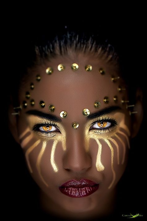 Extreme Make-up, Gold Makeup, Halloween Make Up, Fantasy Makeup, Costume Makeup, African Beauty, Black Women Art, 인물 사진, Creative Makeup