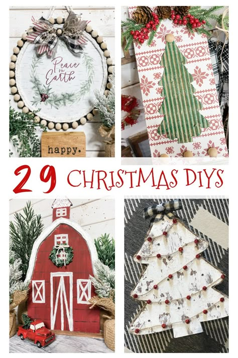 Farmhouse Christmas Craft Ideas, Hobby Lobby Wood Ornament Ideas, Easy Diy Christmas Ornaments To Sell, New Christmas Crafts For 2023 Diy, Group Christmas Crafts For Women, Hobby Lobby Diy Christmas, Dollar Tree Diy Christmas Decor, Country Christmas Diy, Anthro Christmas