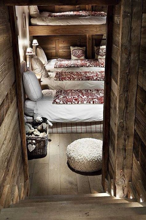 Wood Cabin, Chalet Interior, My French Country Home, Bunk Rooms, Bunk Room, Bunk House, Cabins And Cottages, French Country House, In The Room