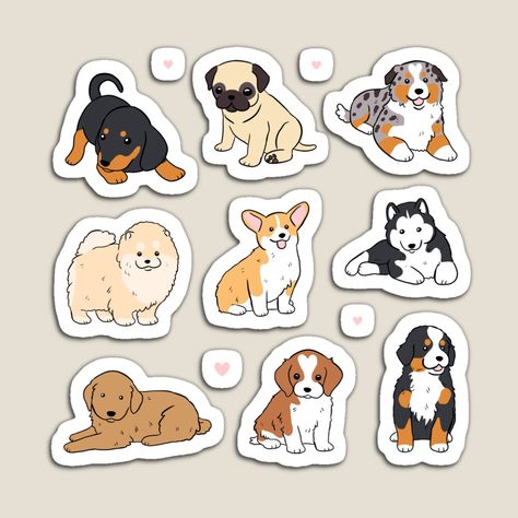 Cute Dog Stickers, Dogs Stickers, Puppy Stickers, Cute Dog Drawing, Kitten Stickers, Preppy Stickers, Korean Stickers, Procreate Ipad Art, Cute Laptop Stickers