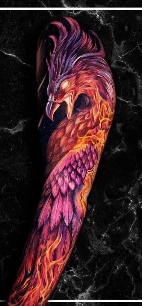 Ideas tattoo for woman Phoenix Forearm Tattoo Half Sleeves, Phönix Tattoo For Men, Men’s Phoenix Tattoo, Pheonix Sleeve Tattoos For Women, Phoenix Leg Tattoo Men, Colored Wing Tattoo, Real Phoenix Bird Tattoo, Phoenix Upper Arm Tattoo, Purple Phoenix Tattoo