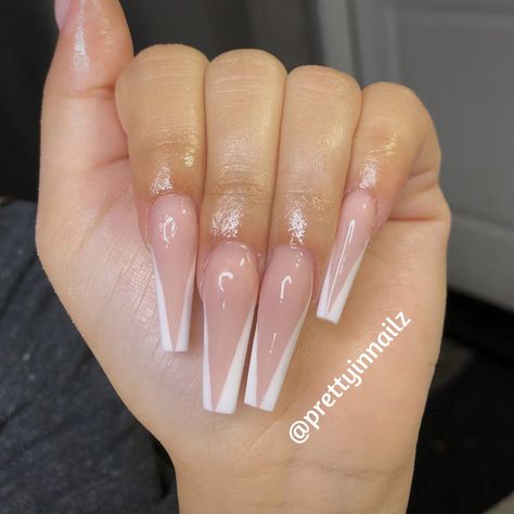 Acrylic V French Tip Nails, Long V French Tip Nails, French V Tip Nails Coffin, V Shaped French Tip Nails Stilleto, White V French Tip Nails Coffin, V French Tip Nails Long Square, French V Nails Coffin, V Cut French Tip Nails, Shattered Glass Nails