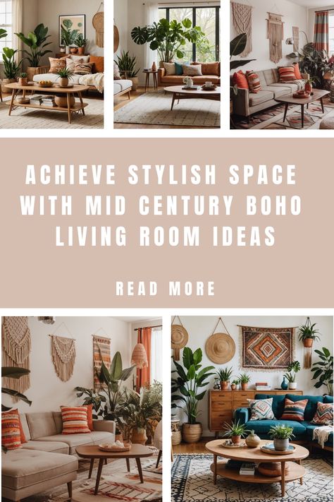 Achieve a stylish living room with mid-century boho decor ideas. Read more. Midcentury Boho Living Room Decor, Decorating Trends 2024, Mcm Decorating Ideas, Retro Boho Living Room, Boho Retro Living Room, Midcentury Boho Living Room, 70s Interior Design Mid Century Modern, Mid Mod Boho, Mid Century Modern And Boho