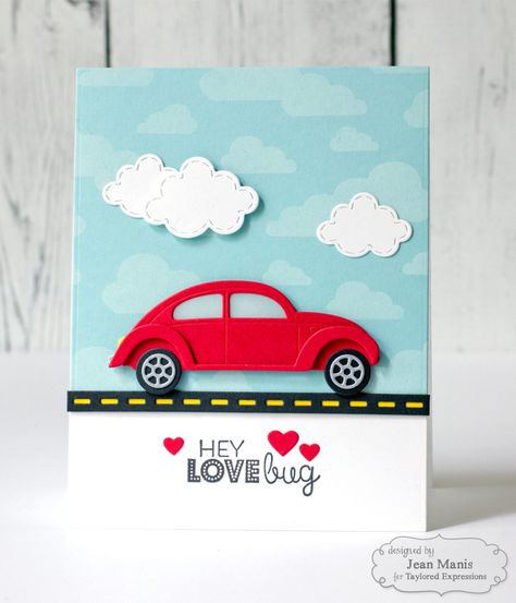 Car Beetle, Bug Volkswagen, Car Cards, Happy Birthday Cards Diy, Car Card, Birthday Card Drawing, Birthday Card Craft, Beetle Bug, Taylored Expressions