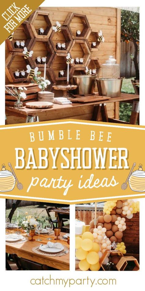 Bee Centerpiece Ideas Party, Honey Bee Baby Shower Ideas Boy, Honey Bee Table Decor, Bee Themed Centerpieces, Honeybee Centerpieces, Bee Themed Baby Shower Ideas Food, Bumblebee Baby Shower Ideas, Bee Table Decorations, Honey Themed Baby Shower Ideas