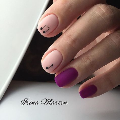 violet-and-beige-matte-HYGGE-nails Music Note Nails, Nagel Stamping, Music Nails, Nails Yellow, Matte Nails Design, Minimal Nails, Her Nails, Pretty Nail Art, Nails Desing