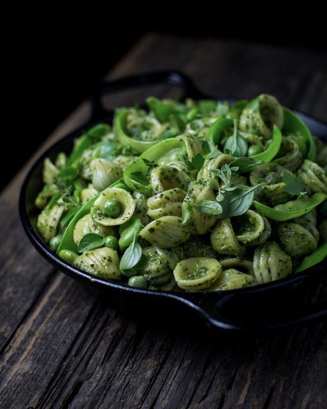 Herb Pesto, English Peas, Blanched Almonds, Vegetable Pasta, Fava Beans, Vegan Pasta, Pesto Pasta, Fresh Herbs, Pasta Recipes