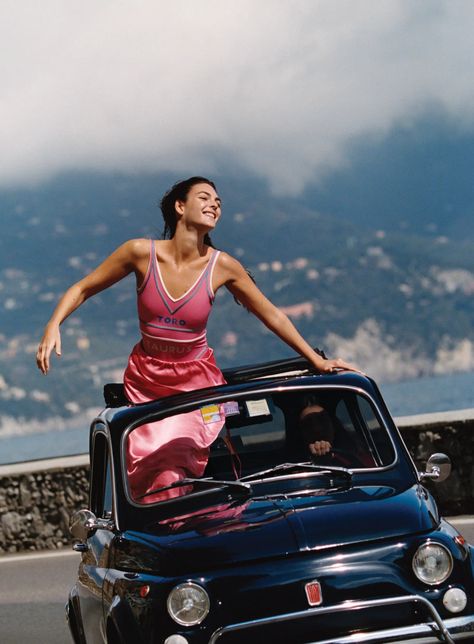 Vogue on the Road: Along Italy’s Ligurian Coast, a Road Trip Wardrobe to Go Anywhere | Vogue Italy Editorial, Vittoria Ceretti, Vogue France, Vogue China, Fiat 500, Editorial, Vogue, China, Italy