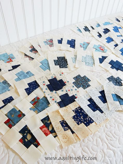 Free Quilt Patterns Using Scraps, Swiss Cross Quilt, Bed With Blankets, Cross Quilt Pattern, Style A Bed, Cream Quilt, Q Is For Quilt, Cross Quilts, Low Volume Quilts