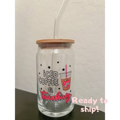 Glass can cups make great gifts or are perfect for your morning coffee or smoothie. Please keep in mind they are hand wash only. ✿I am located in Peoria, AZ and if you would like to waive shipping and do a local pickup please message me and I will give you a code to check out with! Teacher Coffee Gift, Glass Beer Can Cups Teacher, Teacher Glass Mugs, Teacher Appreciation Glass Cup, Teacher Coffee Gifts, Teacher Bamboo Cup, Cheetah Beer Glass Cup, Glass Can Cups, Peoria Az