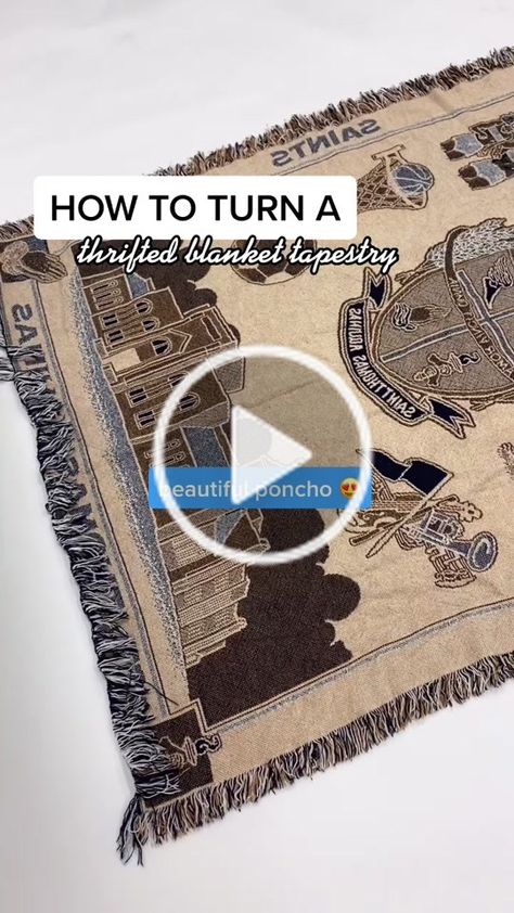 Tapestry Blanket Upcycle, Blanket Upcycle, Diy Tapestry, Blanket Tapestry, Tapestry Blanket, Blanket Diy, Diy Upcycle, Upcycled Fashion, Sewing And Quilting