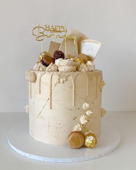 Celebration Birthday Cake, Birthday Cake Caramel, 40 Cake Ideas, 8 Inch Chocolate Cake, Neutral Birthday Cake, Coffee Cake Design, Coffee Birthday Cake, Chocolate Celebration Cake, 18th Birthday Cake Designs