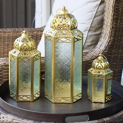 Not just candlelight��—these lanterns add colour, pattern and an exotic global vibe to your patio or porch. Colour: Gold