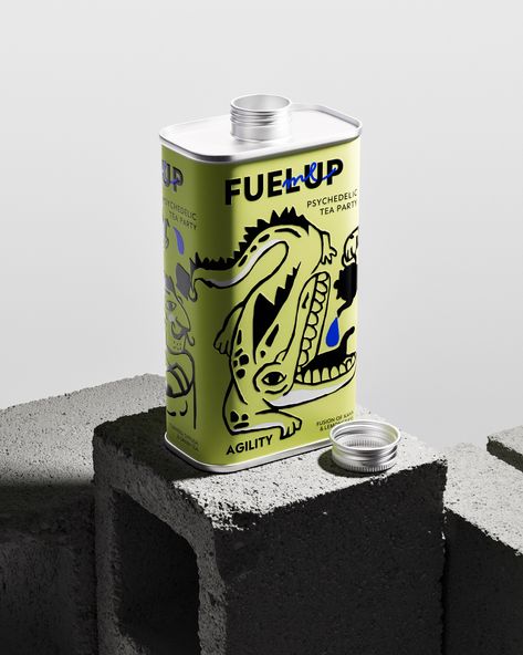 Fuel Me Up Tea Branding and Packaging Design - World Brand Design Society Bad Packaging Design, Metal Packaging Design, Craft Packaging Design, Abstract Packaging Design, Unique Coffee Packaging, Floral Packaging Design, Can Design Packaging, Fun Packaging Design, Tea Brand Identity