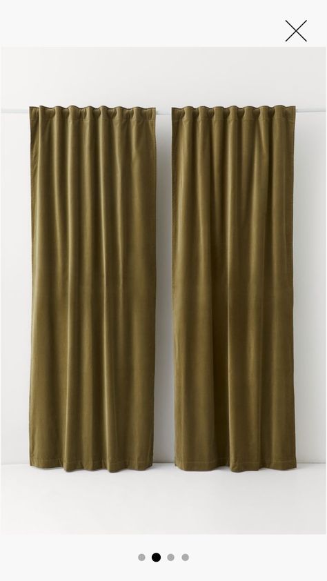 Dark Panels, Curtain Length, Curtain Rails, H&m Home, Velvet Curtains, Dark Khaki, Curtains Bedroom, Curtain Hooks, Cotton Velvet