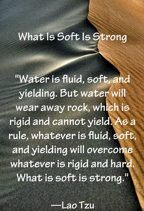 "Whatever is fluid, soft, and yielding will overcome whatever is rigid and hard. What is soft is strong." —Lao Tzu. I know Lao Tzu wasn't a Buddhist, but the Tao Te Ching contains a wealth of practical wisdom that is equally applicable to Buddhist practitioners. In my early days of studying Buddhism, I used to meditate on this quote as a way to cultivate tranquility and patience. Taoism Quotes, Be Like Water, Lao Tzu Quotes, Tao Te Ching, Tai Chi Chuan, Kahlil Gibran, Lao Tzu, A Quote, Great Quotes