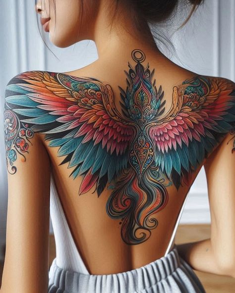 Wing Tattoo Women Back, Wing Tattoo Back Woman, Earth Angel Tattoo, Graceful Tattoo, Movement Tattoo, Fairy Wings Back Tattoo, Full Back Tattoo Women, Angel Wings Tattoo On Back, Full Back Tattoo