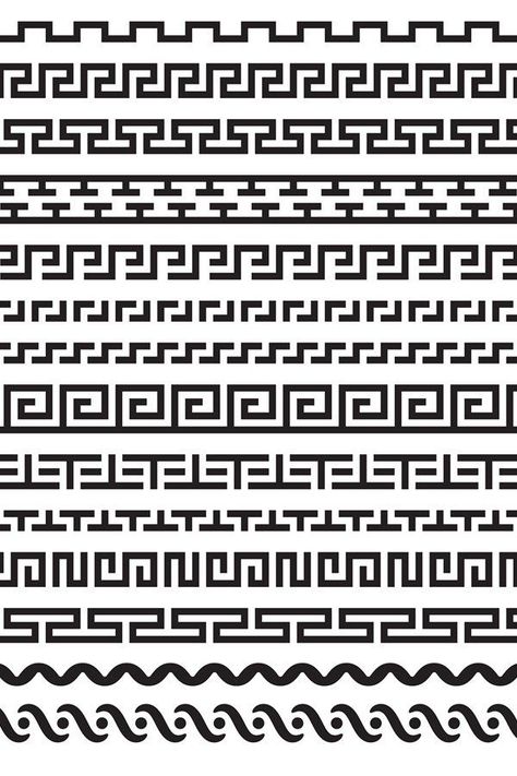 #ancient #border #greek #pattern #decoration #antique #ethnic #element #line #ornament Greek Patterns Ancient, Ancient Greece Pattern, Ancient Greek Patterns, Greek Design Pattern, Greek Pattern Design, Greece Pattern, Greek Motifs, Roman Pattern, Greek Ornament