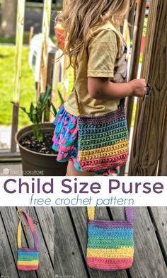 Crochet Child Purse, Crocheted Purses Free Pattern, Crochet Little Bag, Crochet Kids Bag, Purse Patterns Free, Crochet Purse Pattern, Toddler Purse, Tote Crochet, Crochet Purse Pattern Free