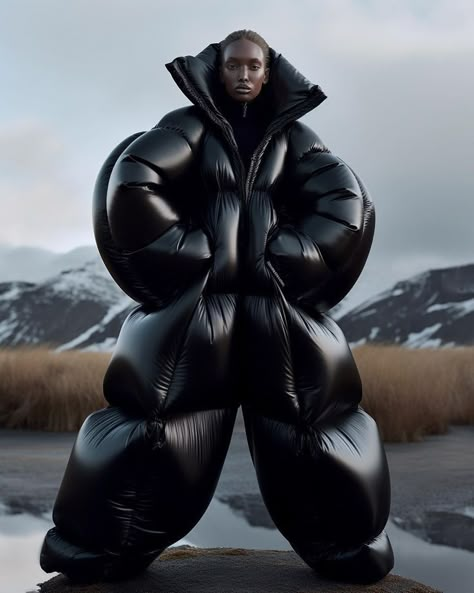 Puffer Outfit, Down Suit, Oversized Puffer, Fashion Silhouette, Digital Fashion, Tracksuit Jacket, Futuristic Fashion, Looks Street Style, Puffy Jacket