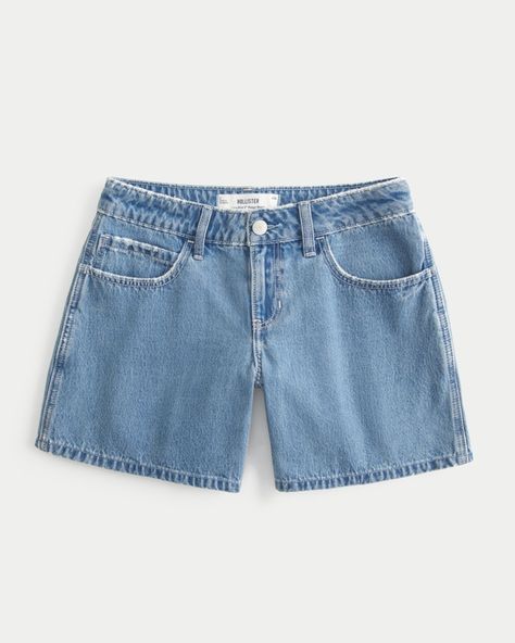 Women's Low-Rise Light Wash Baggy Denim Shorts 5" | Women's Bottoms | HollisterCo.com Baggy Denim Shorts, Classic Denim Shorts, Baggy Denim, Women's Bottoms, Baggy Fits, Low Rise, Womens Bottoms, Denim Shorts, New Arrivals