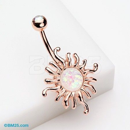 Rose Gold Blazing Opal Sun Belly Button Ring Opal Piercing, Cute Belly Rings, Belly Button Piercings, Belly Piercings, Bellybutton Piercings, Belly Button Piercing Jewelry, Belly Piercing Jewelry, Harry Potter Disney, Belly Button Jewelry