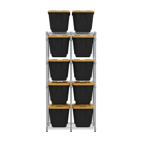 PRICES MAY VARY. MAXIMIZE SPACE / STREAMLINE ORGANIZATION: SafeRacks 5 Tier Steel Tote Storage Rack is an efficient storage solution allowing you to neatly arrange your belongings vertically, conserving valuable floor space. Effortlessly access your decorations, keepsakes, gear, and various items without the hassle of moving stacks around. Enjoy a clutter-free environment and easy item retrieval with this practical and safe storage rack. LOAD-BEARING DESIGN: Designed with durability in mind, our Bin Storage Rack, Garage Workspace, Bin Rack, Decoration Organization, Storage Bin Racks, Shelf Units, Holiday Organization, Storage Totes, Standing Shelf