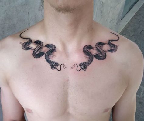 Collar Bone Tattoo For Men, Bicep Tattoo Men, Black And White Snake, Dragon Tattoo Art, Snake Tattoos, Bicep Tattoo, Bad Tattoos, Snake Bites, Collar Bone Tattoo