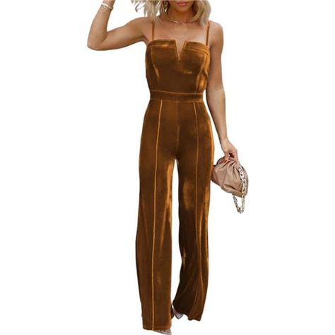 - Material: One Piece Jumpsuits For Women Are Made With 95% Polyester + 5% Elastane. The Women's Jumpsuit Is Made Of Soft And Skin Friendly Velvet Fabric, Making It Comfortable To Wear. - Casual Jumpsuit For Women Wide Leg Jumpsuits With Pockets Is Loose And Comfortable, With Freedom Of Movement. Zipper Closure For Easy On And Off. The Choice Of Wardrobe!!! - Adjustable Spaghetti Straps: The Length Of The Shoulder Strap Can Be Freely Adjusted, Making It More Inclusive. You'll Be Looking Oh So Gl Velvet Jumpsuits For Women, Winter Overalls, Suede Jumpsuit, Classic Bridesmaids Dresses, Wide Leg Jumpsuits, Women's Jumpsuit, Spaghetti Strap Rompers, Rompers Dressy, Jumpsuit For Women