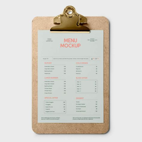 Menu Mockup Free, Tennis Bar, Menu Clipboard, Lazy Couch, Menu Mockup, Miracle Mile, Menu Board, Cafe Menu, Work Tools