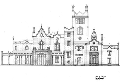 Lyndhurst Mansion, Tarrytown New York East Elevation Gothic Victorian Mansion Floor Plans, Gothic Mansion Floor Plan, Victorian Mansion Floor Plans, Chateau Floor Plans, Sims Exterior, Lyndhurst Mansion, New York Mansion, Tarrytown New York, Jay Gould