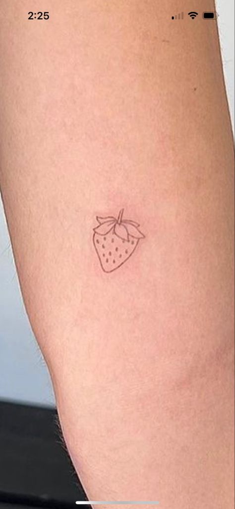 Strawberry Tattoo Aesthetic, Strawberry Stick And Poke, Dainty Strawberry Tattoo, Fine Line Strawberry Tattoo, Tiny Strawberry Tattoo, Red Strawberry Tattoo, Small Strawberry Tattoo, Strawberry Tattoo Design, Strawberries Tattoo