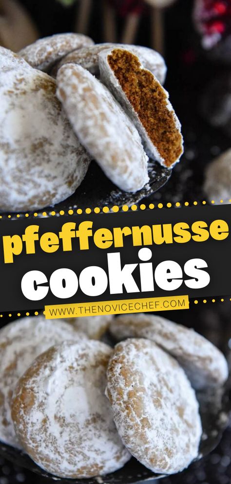 Feffernoose Cookies, Pferrernusse Cookies, Fefernuse Cookies, Pfeffernusse Cookies German Christmas, Gingerbread Recipes Easy, Pheffernuese Cookies, Black Walnut Cookies Recipe, German Pfeffernusse Cookies, Pheffernuese Cookies Recipe