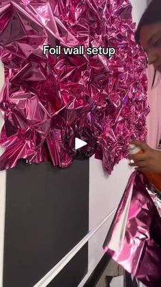 Foil Background Photoshoot, Latina Photoshoot, Foil Background, Foil Wall, Diy Fails, Wall Trends, Pink Foil, Do It Yourself Projects, Backdrop Decorations