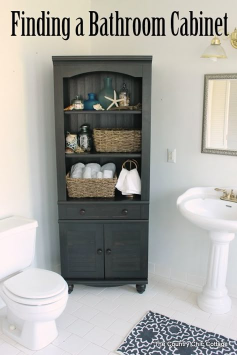 Bathroom Corner Cabinet, Country Chic Cottage, Small Bathroom Storage, Downstairs Bathroom, Bathroom Storage Organization, Chic Cottage, Big Bathrooms, Bathroom Storage Cabinet, Bathroom Renos