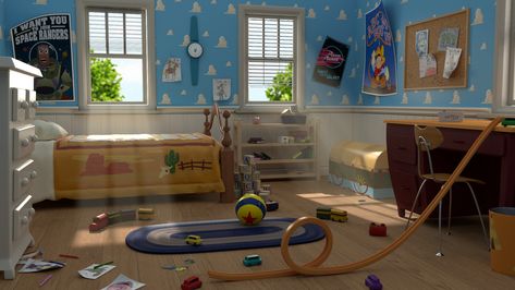 ArtStation - Andy's Room - Toy Story, Ann-Sophie D'hollander Andys Room Toy Story, Room Template, Toy Story Bedroom, Andy's Room, Movie Bedroom, Toy Story Andy, Andys Room, Toy Story Room, Toy Story Halloween