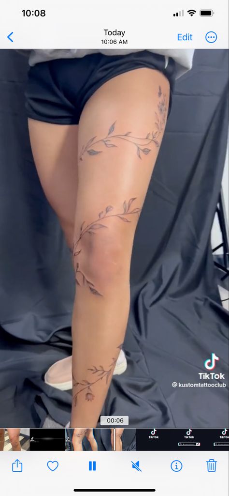 Flower Vine Tattoos For Women On Leg, Fine Line Tattoo Leg Sleeve, Flower Tattoo Designs Leg, Vine Tattoo Around Leg, Leg Leaf Wrap Tattoo, Vines Going Up Leg Tattoo, Vine Down Leg Tattoo, Vine Tattoo Down Leg, Leaf Vine Tattoo Leg