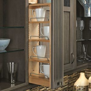 Pull-out systems and fillers - Richelieu Hardware Frameless Cabinets, Kitchen Wall Cabinets, Rev A Shelf, Wooden Organizer, Shelf Organizer, New Kitchen Cabinets, Cabinet Space, Kitchen Cabinet Storage, Upper Cabinets